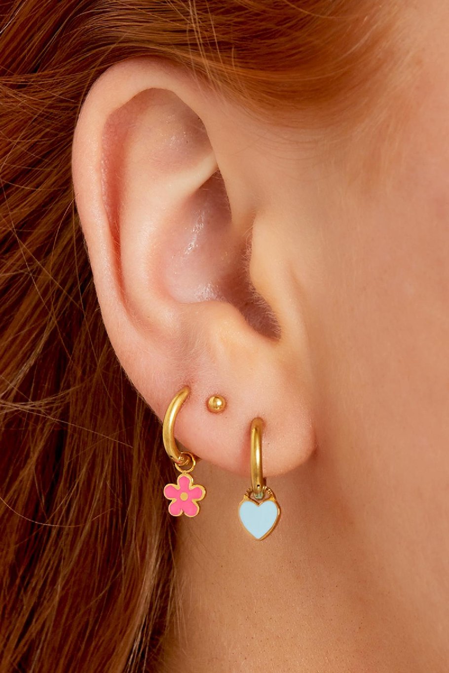 Boucles d'oreilles en acier inoxydable Coeur coloré Orange Image2